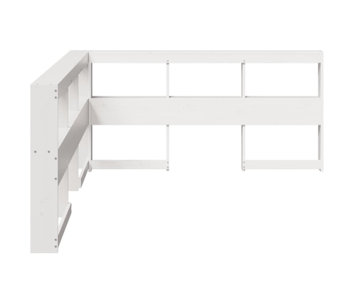 Cabecero librería en forma L madera maciza pino blanco 160 cm