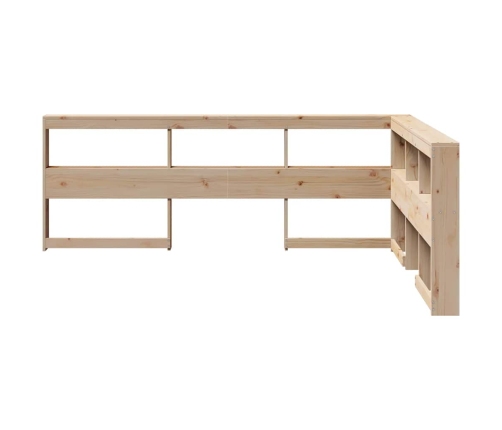 Cabecero librería en forma de L madera maciza de pino 150 cm