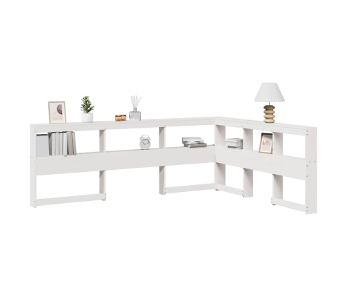 Cabecero librería en forma L madera maciza pino blanco 150 cm