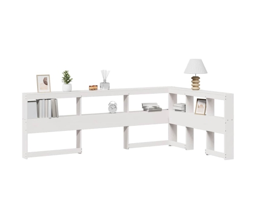 Cabecero librería en forma L madera maciza pino blanco 120 cm