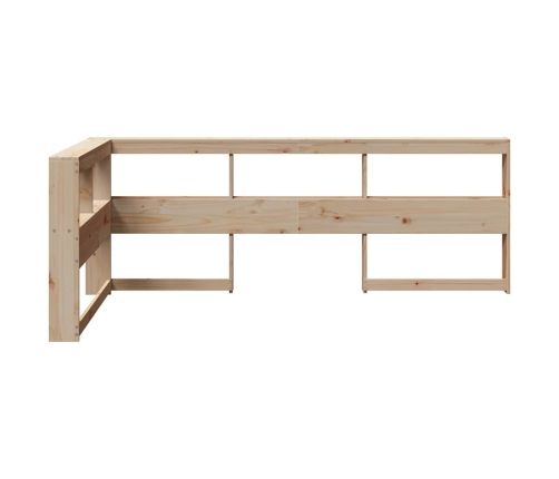 Cabecero librería en forma de L madera maciza de pino 100 cm