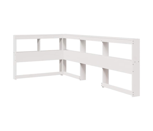 Cabecero librería en forma de L madera maciza pino blanco 100cm