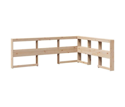 Cabecero librería en forma de L madera maciza de pino 40 cm