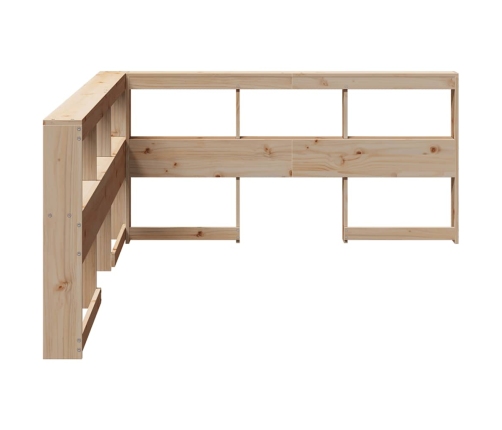 Cabecero librería en forma de L madera maciza de pino 40 cm