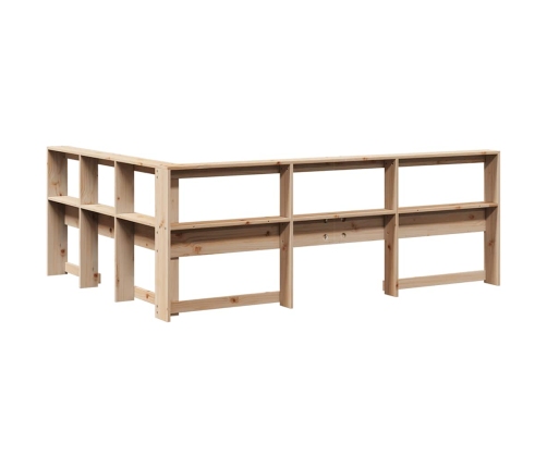 Cabecero librería en forma de L madera maciza de pino 40 cm