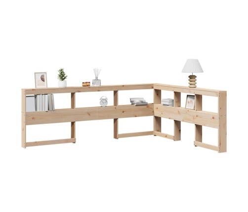 Cabecero librería en forma de L madera maciza de pino 40 cm