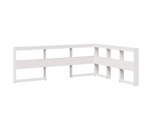 Cabecero librería en forma L madera maciza pino blanco 135 cm