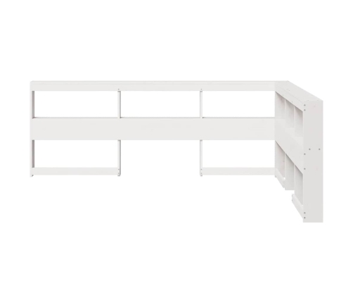 Cabecero librería en forma L madera maciza pino blanco 135 cm