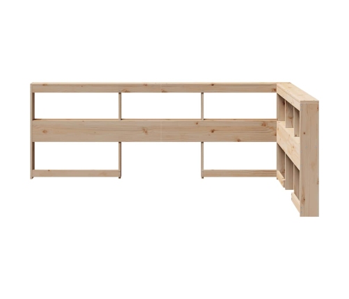 Cabecero librería en forma de L madera maciza de pino 120 cm