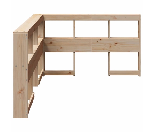 Cabecero librería en forma de L madera maciza de pino 120 cm