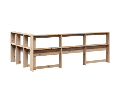 Cabecero librería en forma de L madera maciza de pino 120 cm