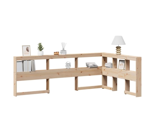 Cabecero librería en forma de L madera maciza de pino 120 cm