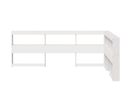 Cabecero librería en forma L madera maciza pino blanco 120 cm