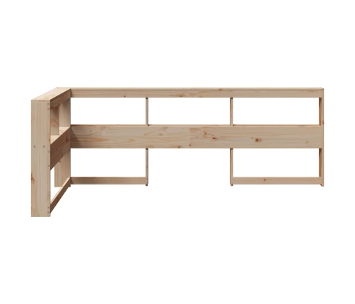 Cabecero librería en forma de L madera maciza de pino 90 cm