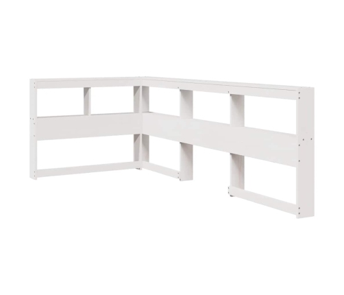 Cabecero librería en forma L madera maciza pino blanco 75 cm