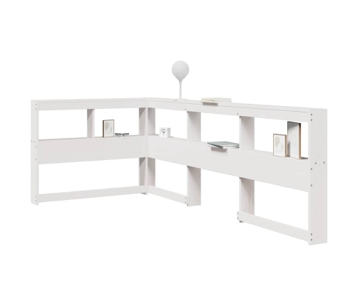 Cabecero librería en forma L madera maciza pino blanco 75 cm