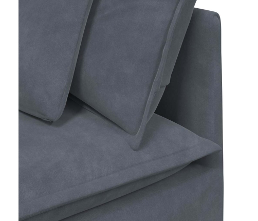 Sofá modular con cojines terciopelo gris oscuro