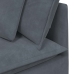 Sofá modular con reposapiés y cojines en terciopelo gris oscuro