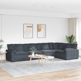 Sofá modular con cojines  terciopelo gris oscuro