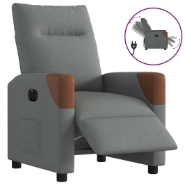 Sillón reclinable eléctrico de tela gris oscuro