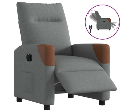 Sillón reclinable eléctrico de tela gris oscuro