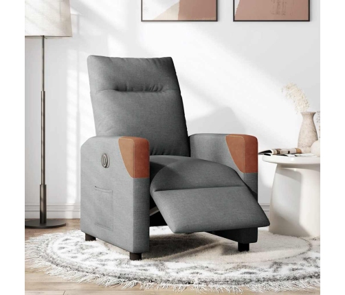 Sillón reclinable eléctrico de tela gris oscuro