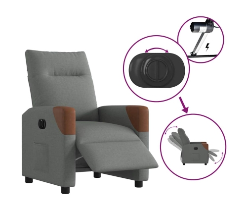 Sillón reclinable eléctrico de tela gris oscuro