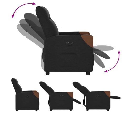 Sillón reclinable eléctrico de tela negro