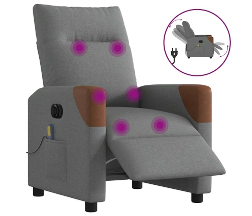 Sillón reclinable de masaje eléctrico tela gris oscuro