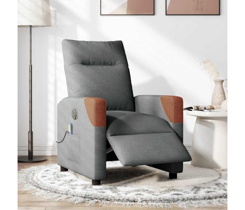 Sillón reclinable de masaje eléctrico tela gris oscuro