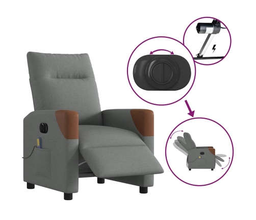 Sillón reclinable de masaje eléctrico tela gris oscuro