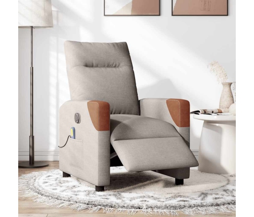 Sillón reclinable de masaje eléctrico tela gris taupe