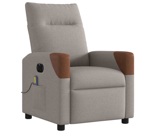 Sillón reclinable de masaje eléctrico tela gris taupe