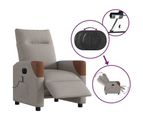 Sillón reclinable de masaje eléctrico tela gris taupe