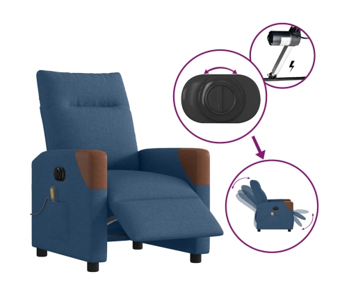 Sillón reclinable de masaje eléctrico tela azul