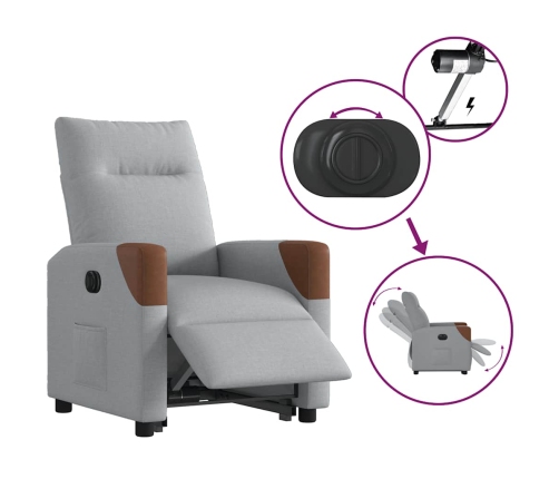 Sillón eléctrico reclinable elevable de tela gris claro