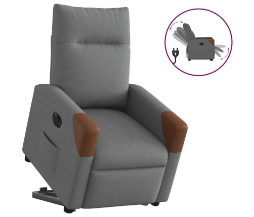 Sillón eléctrico reclinable elevable de tela gris oscuro