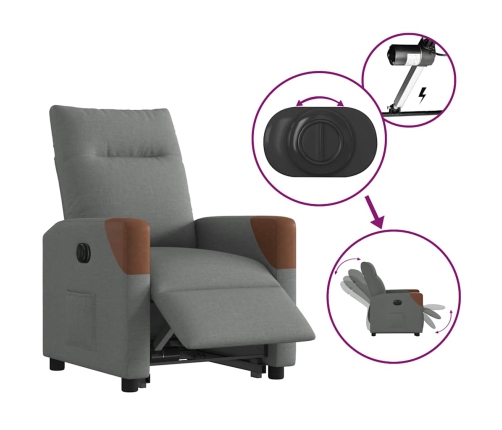 Sillón eléctrico reclinable elevable de tela gris oscuro