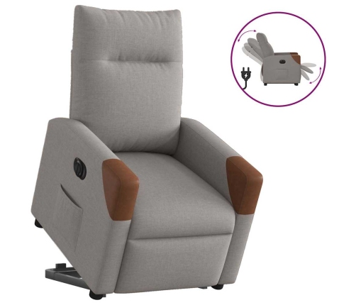 Sillón eléctrico reclinable elevable de tela gris taupe