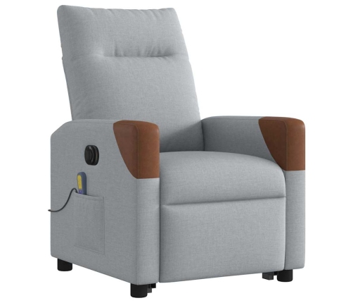 Sillón de masaje eléctrico reclinable elevable tela gris claro