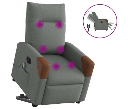 Sillón de masaje eléctrico reclinable elevable tela gris oscuro