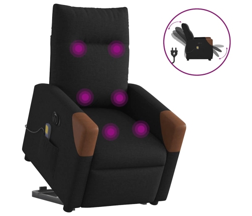 Sillón de masaje eléctrico reclinable elevable tela negro