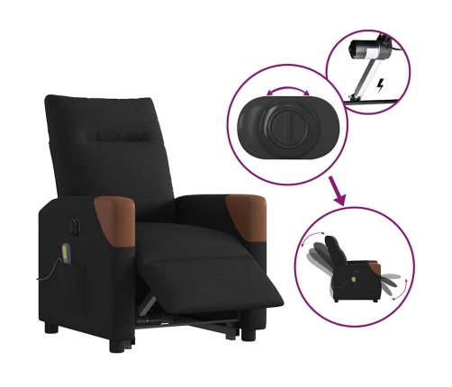 Sillón de masaje eléctrico reclinable elevable tela negro