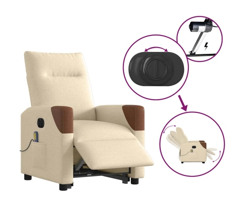 Sillón de masaje eléctrico reclinable elevable tela crema