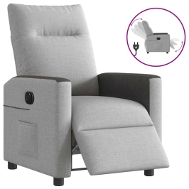 Sillón reclinable eléctrico de tela gris nube