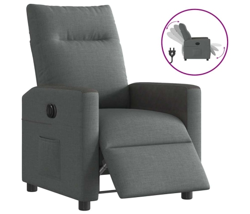 Sillón reclinable eléctrico de tela gris oscuro