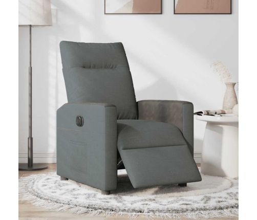 Sillón reclinable eléctrico de tela gris oscuro