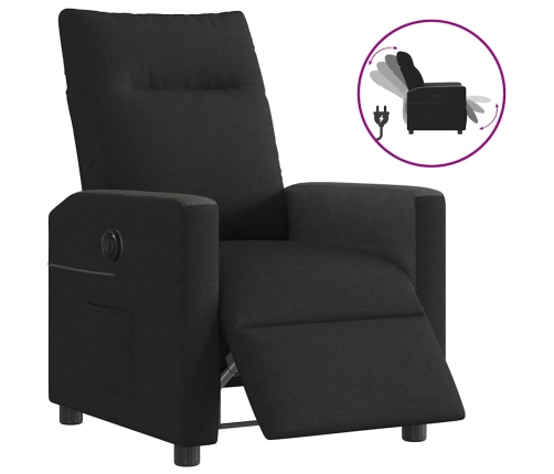 Sillón reclinable eléctrico de tela negro