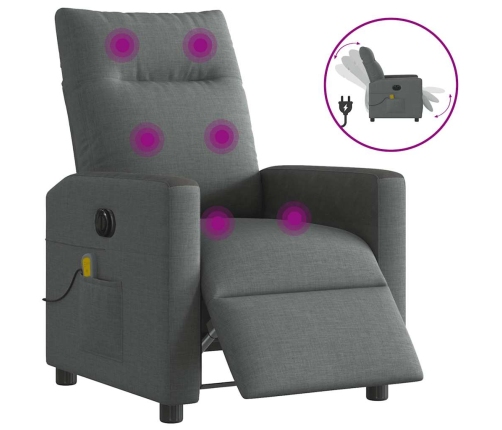 Sillón reclinable de masaje eléctrico tela gris oscuro