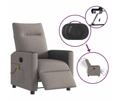 Sillón reclinable de masaje eléctrico tela gris taupe